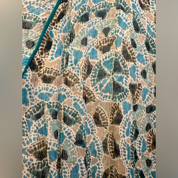 Lucky Brand Live In Love Turquoise Print 100% Rayon XS Blouse - Picture 9 of 12